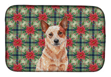 Load image into Gallery viewer, Red Heeler Australian Cattle Dog Christmas PoinsettIas Dish Drying Mat