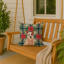 Load image into Gallery viewer, Red Heeler Australian Cattle Dog Christmas PoinsettIas Throw Pillow