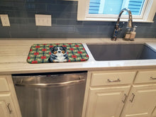 Load image into Gallery viewer, Black Australian Shepherd Christmas PoinsettIas Dish Drying Mat