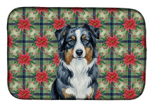 Load image into Gallery viewer, Black Australian Shepherd Christmas PoinsettIas Dish Drying Mat
