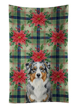 Load image into Gallery viewer, Blue Merle Australian Shepherd Christmas PoinsettIas Kitchen Towel