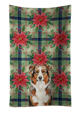 Load image into Gallery viewer, Red Merle Australian Shepherd Christmas PoinsettIas Kitchen Towel