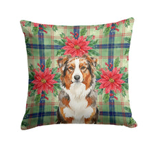 Load image into Gallery viewer, Red Merle Australian Shepherd Christmas PoinsettIas Throw Pillow