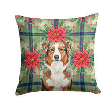 Load image into Gallery viewer, Red Merle Australian Shepherd Christmas PoinsettIas Throw Pillow