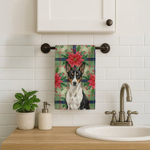 Load image into Gallery viewer, Black and White Basenji Christmas PoinsettIas Kitchen Towel