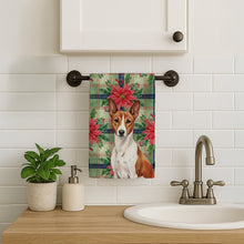 Load image into Gallery viewer, Red and White Basenji Christmas PoinsettIas Kitchen Towel