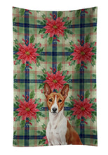 Load image into Gallery viewer, Red and White Basenji Christmas PoinsettIas Kitchen Towel