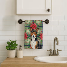 Load image into Gallery viewer, Tricolor and White Basenji Christmas PoinsettIas Kitchen Towel