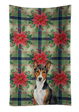 Load image into Gallery viewer, Tricolor and White Basenji Christmas PoinsettIas Kitchen Towel