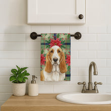 Load image into Gallery viewer, Lemon and White Basset Hound Christmas PoinsettIas Kitchen Towel