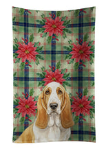 Load image into Gallery viewer, Lemon and White Basset Hound Christmas PoinsettIas Kitchen Towel