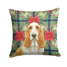Load image into Gallery viewer, Lemon and White Basset Hound Christmas PoinsettIas Throw Pillow