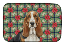 Load image into Gallery viewer, Tricolor and White Basset Hound Christmas PoinsettIas Dish Drying Mat