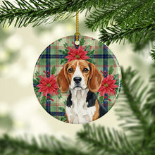 Load image into Gallery viewer, Beagle Christmas PoinsettIas Ceramic Ornament