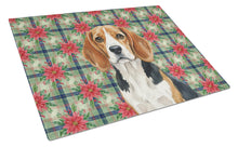 Load image into Gallery viewer, Beagle Christmas PoinsettIas Glass Cutting Board