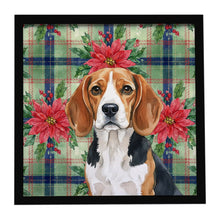 Load image into Gallery viewer, Beagle Christmas PoinsettIas Framed Metal Print