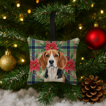 Load image into Gallery viewer, Beagle Christmas PoinsettIas Hanging Square Fabric Ornament 3.5 x 3.5