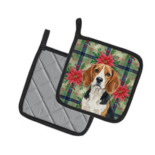 Load image into Gallery viewer, Beagle Christmas PoinsettIas Pair of Pot Holders