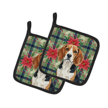 Load image into Gallery viewer, Beagle Christmas PoinsettIas Pair of Pot Holders