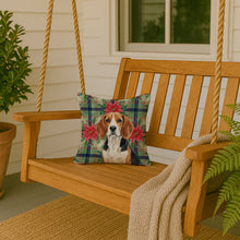 Load image into Gallery viewer, Beagle Christmas PoinsettIas Throw Pillow