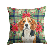 Load image into Gallery viewer, Beagle Christmas PoinsettIas Throw Pillow