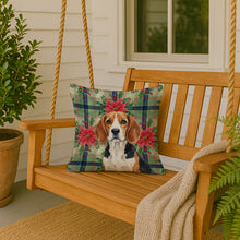 Load image into Gallery viewer, Beagle Christmas PoinsettIas Throw Pillow
