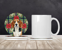 Load image into Gallery viewer, Beagle Christmas PoinsettIas Large Sandstone Coasters Pack of 4