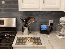Load image into Gallery viewer, Lemon and White Beagle Christmas PoinsettIas Glass Cutting Board