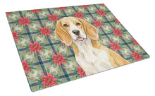 Load image into Gallery viewer, Lemon and White Beagle Christmas PoinsettIas Glass Cutting Board