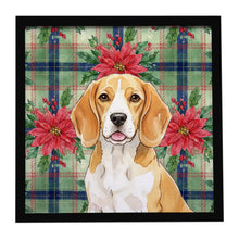Load image into Gallery viewer, Lemon and White Beagle Christmas PoinsettIas Framed Metal Print