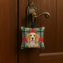 Load image into Gallery viewer, Lemon and White Beagle Christmas PoinsettIas Hanging Square Fabric Ornament 3.5 x 3.5