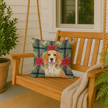 Load image into Gallery viewer, Lemon and White Beagle Christmas PoinsettIas Throw Pillow
