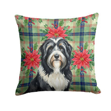 Load image into Gallery viewer, Black Bearded Collie Christmas PoinsettIas Throw Pillow