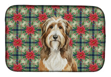 Load image into Gallery viewer, Brown Bearded Collie Christmas PoinsettIas Dish Drying Mat