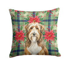 Load image into Gallery viewer, Brown Bearded Collie Christmas PoinsettIas Throw Pillow