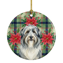 Load image into Gallery viewer, Bearded Collie Christmas PoinsettIas Ceramic Ornament