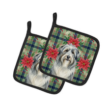 Load image into Gallery viewer, Bearded Collie Christmas PoinsettIas Pair of Pot Holders