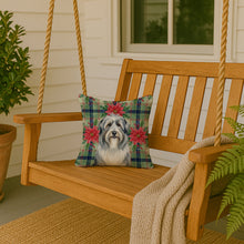 Load image into Gallery viewer, Bearded Collie Christmas PoinsettIas Throw Pillow