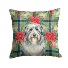 Load image into Gallery viewer, Bearded Collie Christmas PoinsettIas Throw Pillow