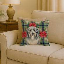 Load image into Gallery viewer, Bearded Collie Christmas PoinsettIas Throw Pillow