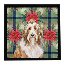 Load image into Gallery viewer, Fawn Bearded Collie Christmas PoinsettIas Framed Metal Print