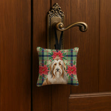 Load image into Gallery viewer, Fawn Bearded Collie Christmas PoinsettIas Hanging Square Fabric Ornament 3.5 x 3.5