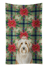 Load image into Gallery viewer, White and Tan Bearded Collie Christmas PoinsettIas Kitchen Towel