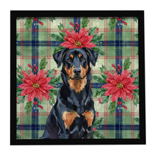 Load image into Gallery viewer, Beauceron Christmas PoinsettIas Framed Metal Print