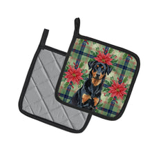 Load image into Gallery viewer, Beauceron Christmas PoinsettIas Pair of Pot Holders