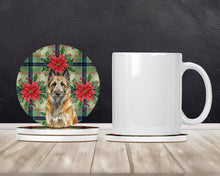 Load image into Gallery viewer, Belgian Laekenois Christmas PoinsettIas Large Sandstone Coasters Pack of 4