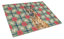 Load image into Gallery viewer, Mahogany Belgian Malinois Christmas PoinsettIas Glass Cutting Board