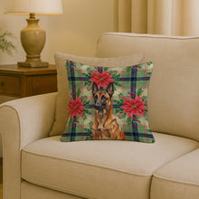Load image into Gallery viewer, Mahogany Belgian Malinois Christmas PoinsettIas Throw Pillow