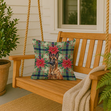 Load image into Gallery viewer, Mahogany Belgian Malinois Christmas PoinsettIas Throw Pillow