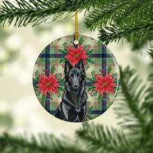 Load image into Gallery viewer, Belgian Sheepdog Groenendael Christmas PoinsettIas Ceramic Ornament